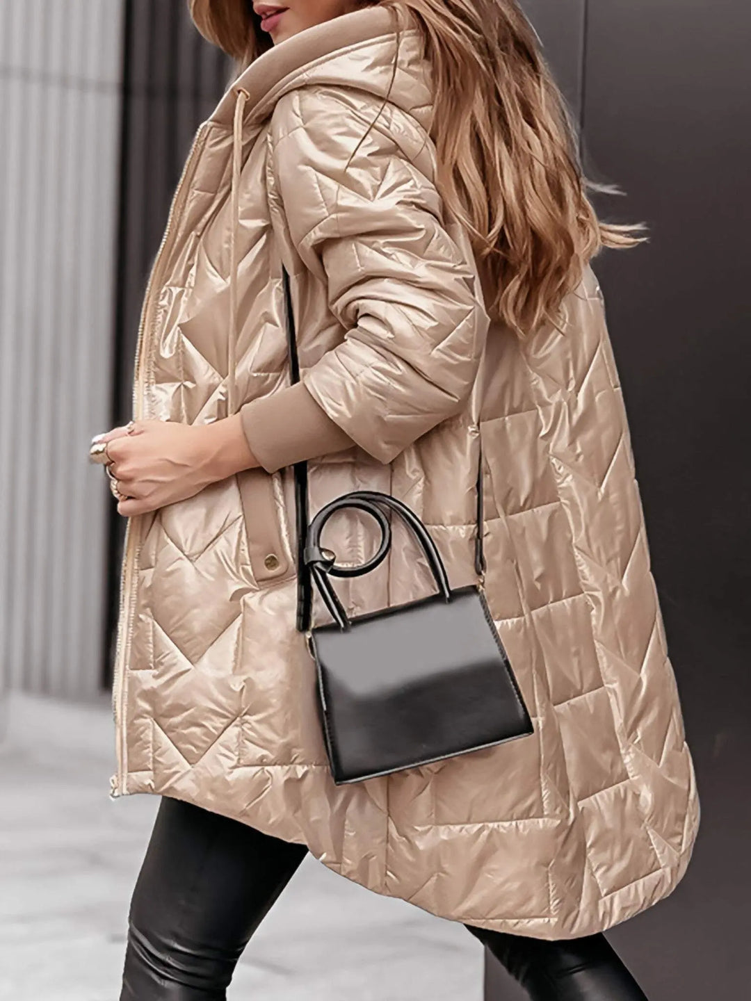 Champagne Shine Quilted Hooded Coat Jasmine's Boutique Australia