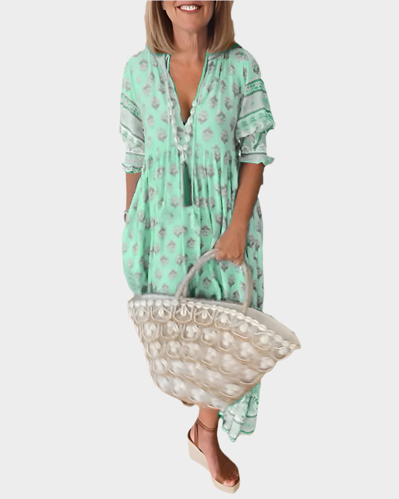 Boho Dress with Comfortable Fit and Puff Sleeves Jasmine's Boutique Australia