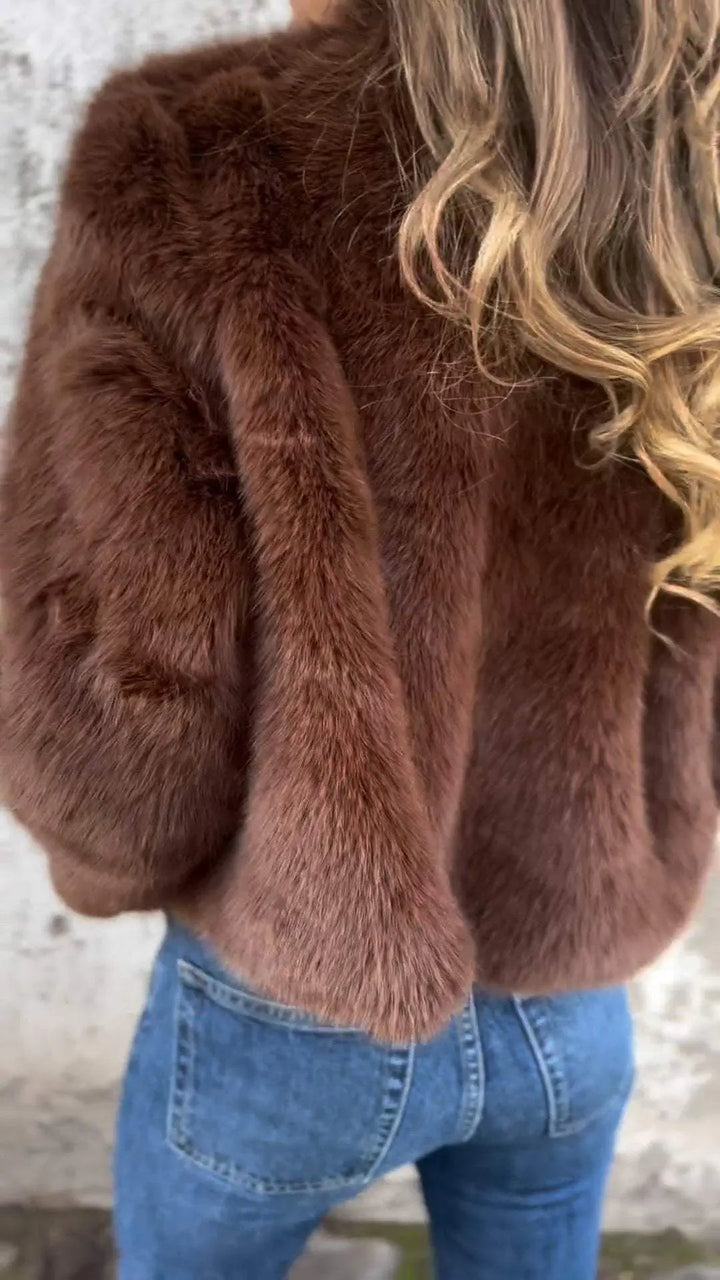 Luxe Mocha Faux Fur Zip Jacket Jasmine's Boutique Australia