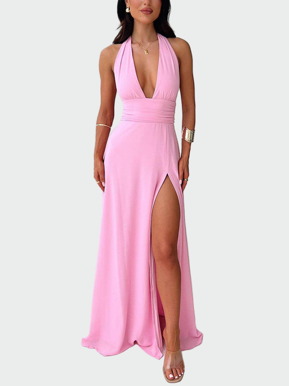 Backless High Slit Maxi Dress Jasmine's Boutique Australia