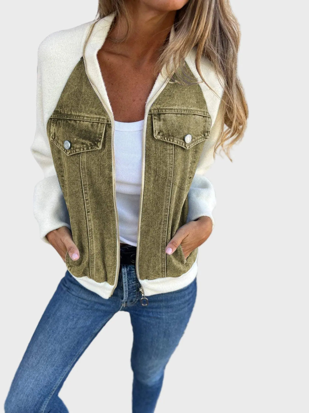 Contrast Denim Knit Jacket Jasmine's Boutique Australia