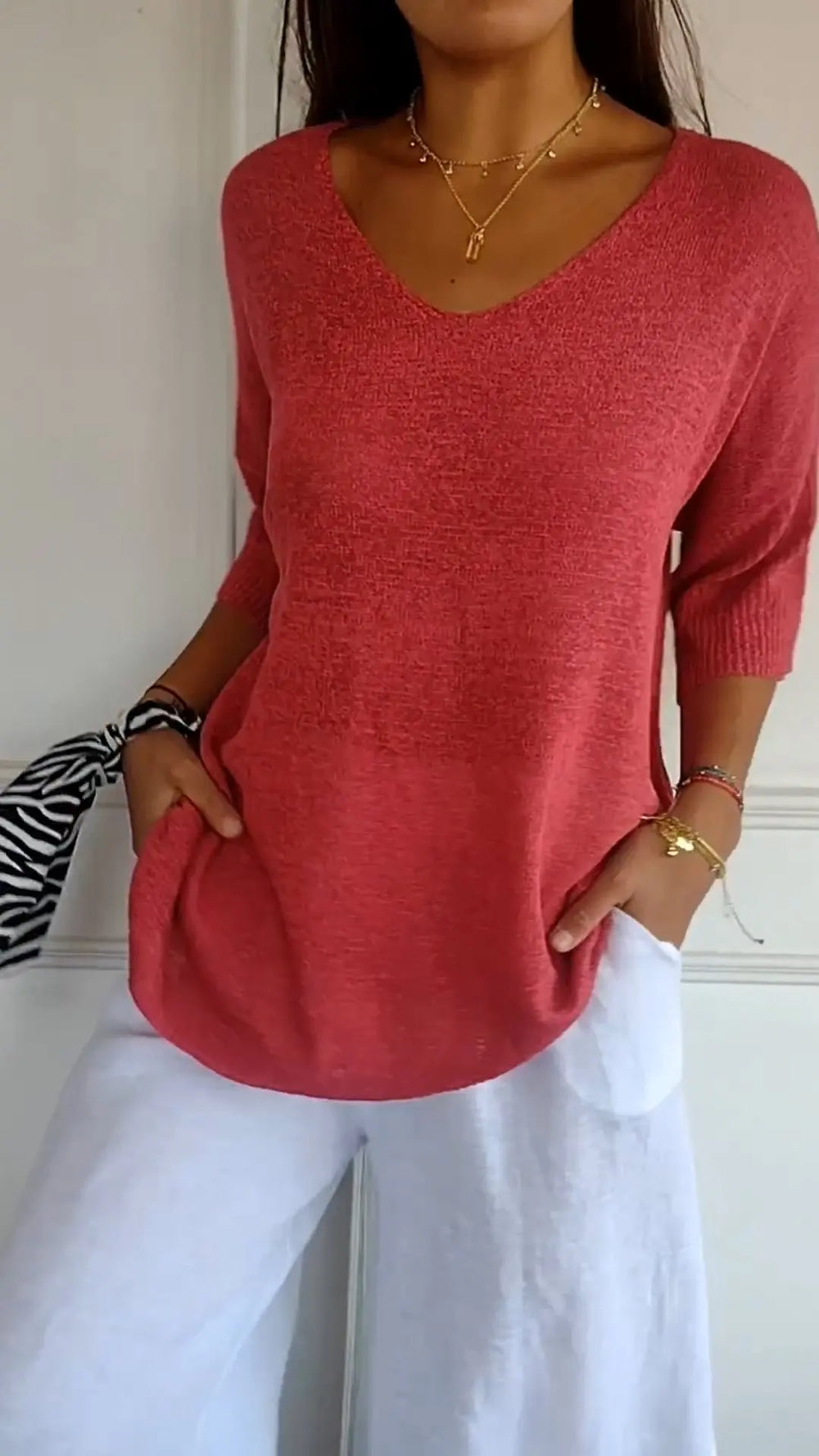 Relaxed V-Neck Knit Top Jasmine's Boutique Australia