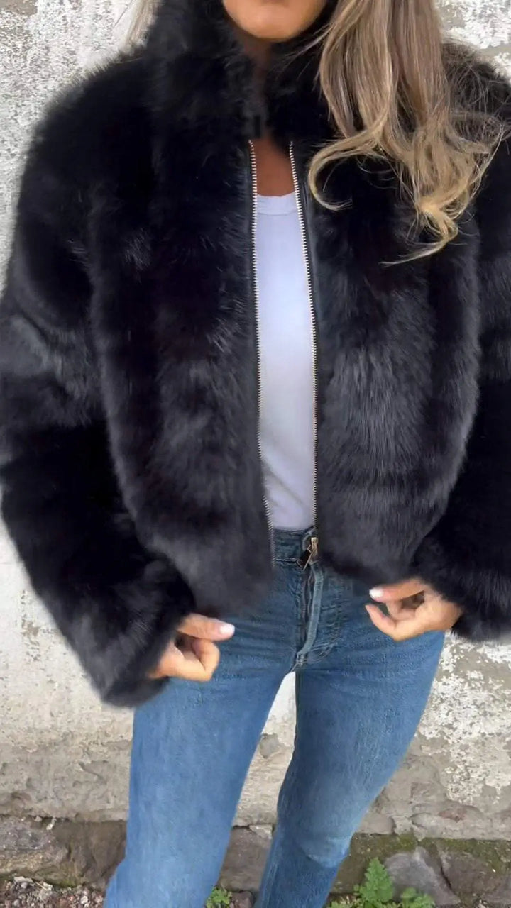 Luxe Mocha Faux Fur Zip Jacket Jasmine's Boutique Australia
