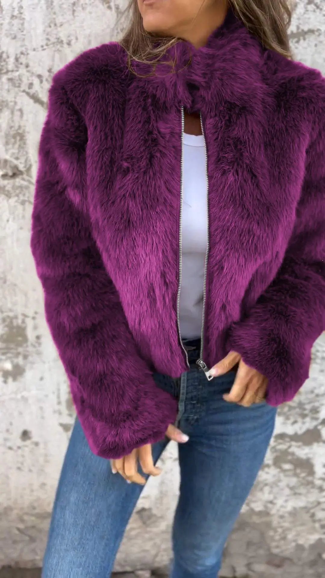 Luxe Mocha Faux Fur Zip Jacket Jasmine's Boutique Australia