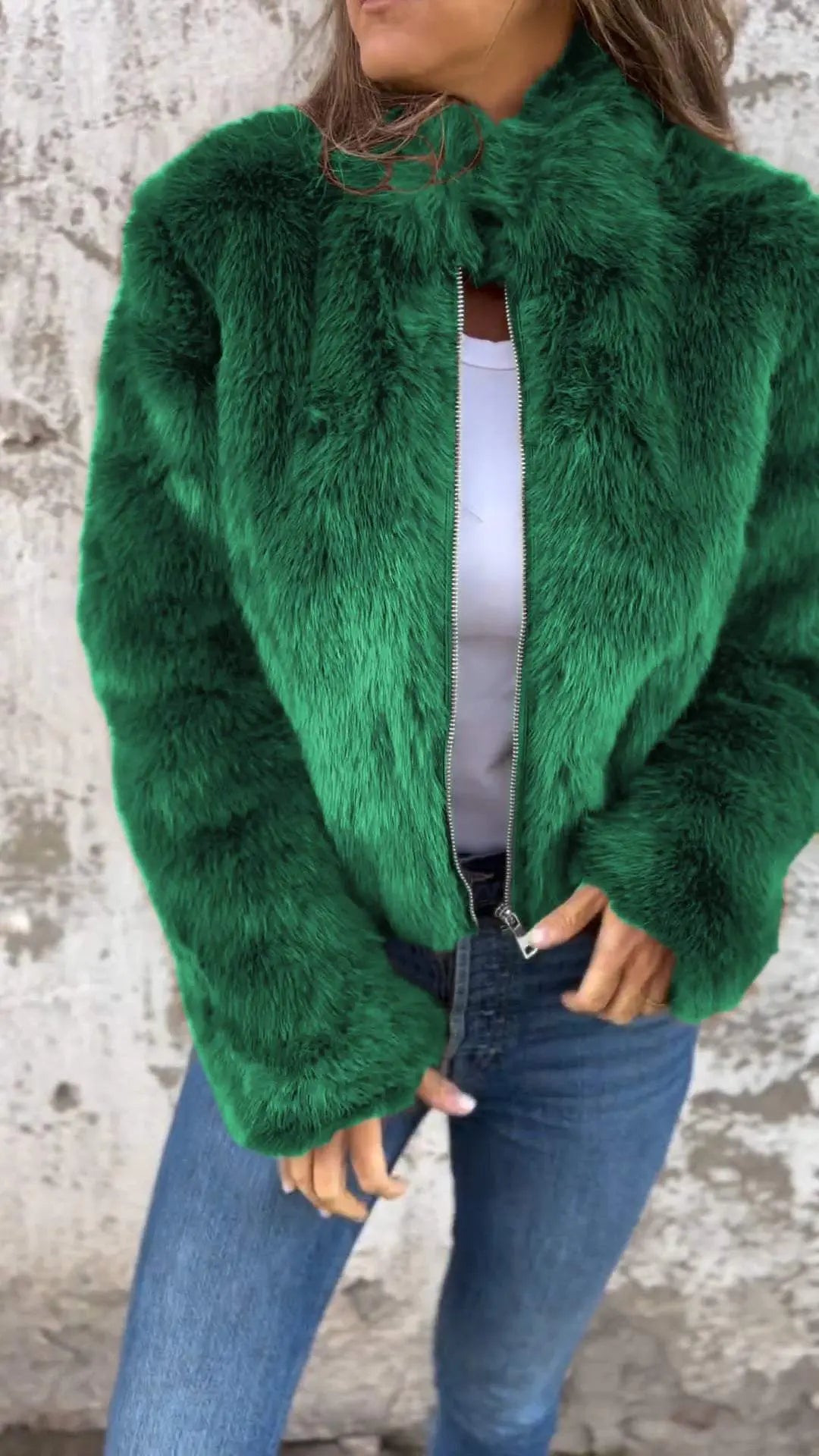 Luxe Mocha Faux Fur Zip Jacket Jasmine's Boutique Australia