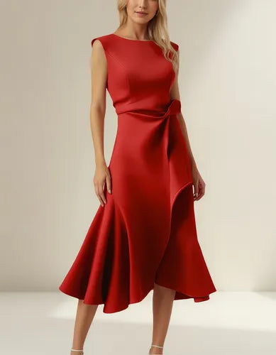 Juliette – Asymmetrical Draped Midi Dress Jasmine's Boutique Australia