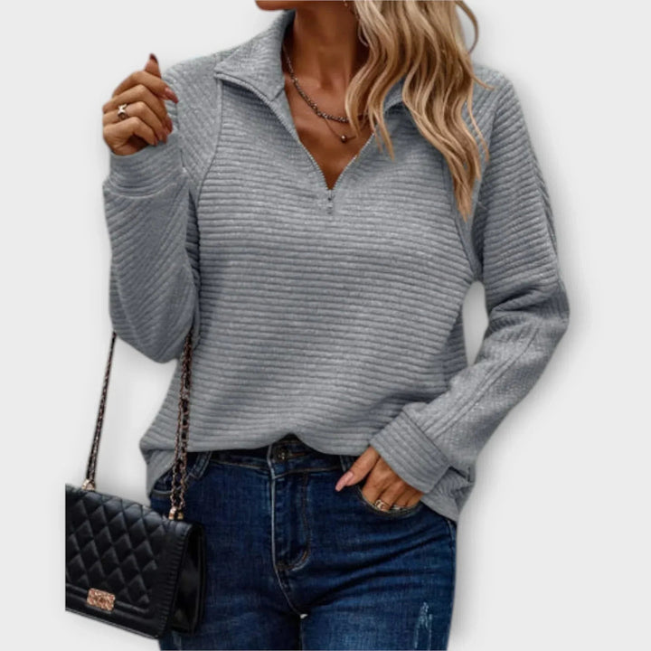 Olivia | Half-Zip Pullover  Liora Lane Boutique  Grey / UK 18-20 (3XL) 34.95