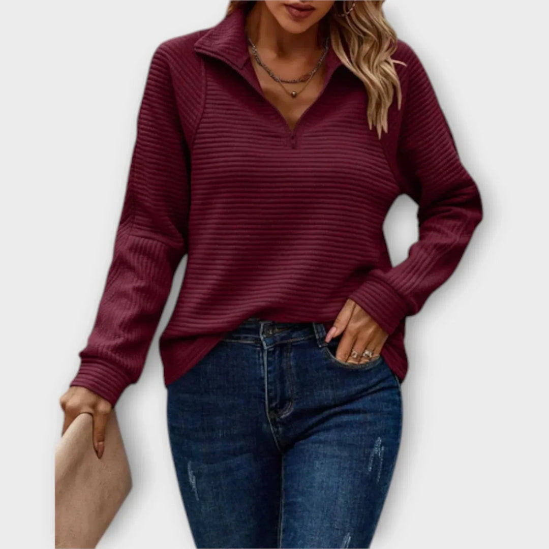 Olivia | Half-Zip Pullover  Liora Lane Boutique  Red / UK 18-20 (3XL) 34.95