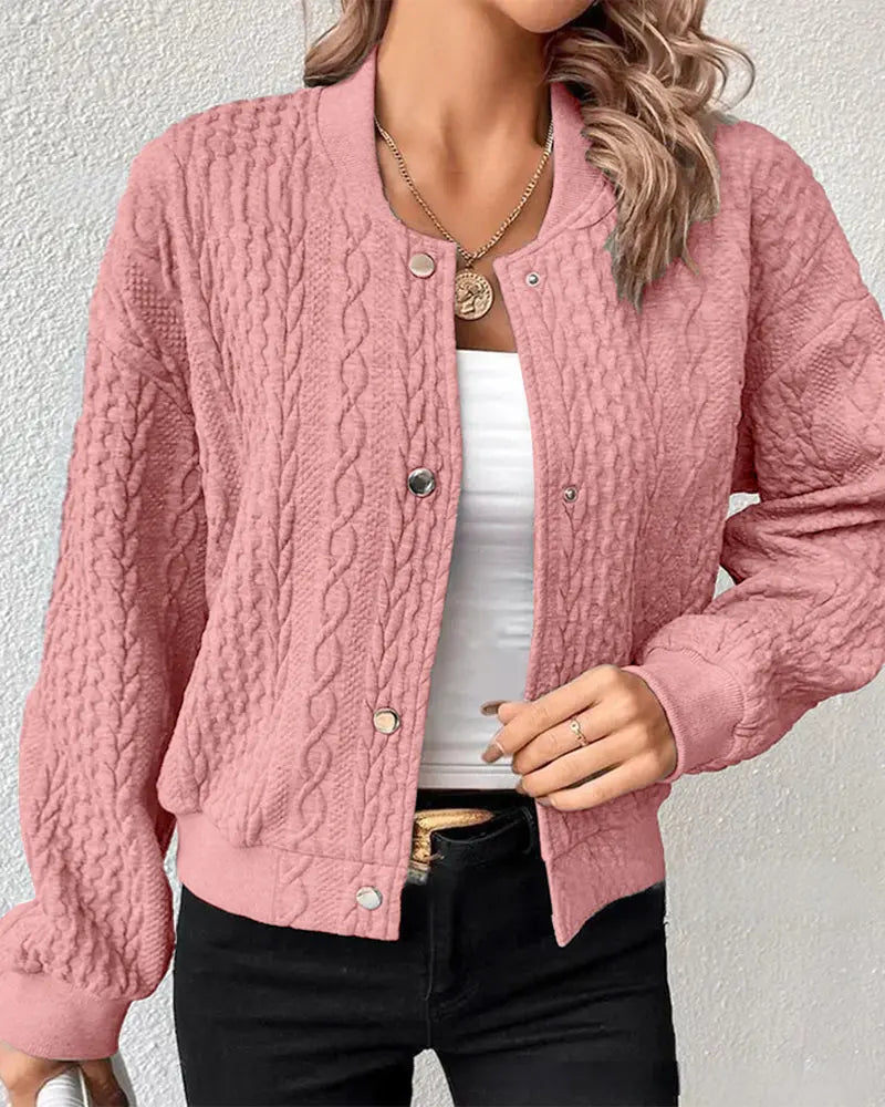 Quilted Cable Knit Bomber Jacket Jasmine's Boutique Australia