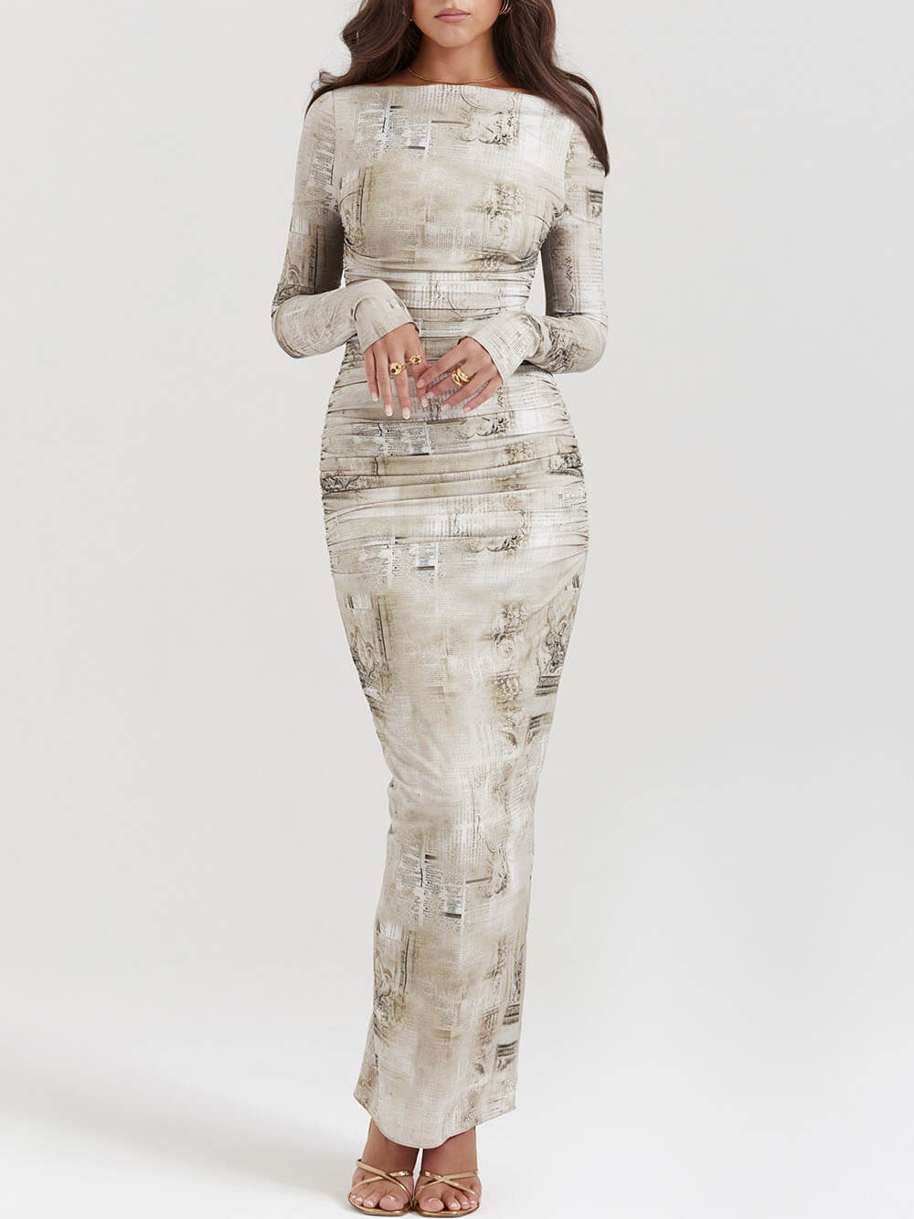 Pale Sage Print Maxi Dress Jasmine's Boutique Australia