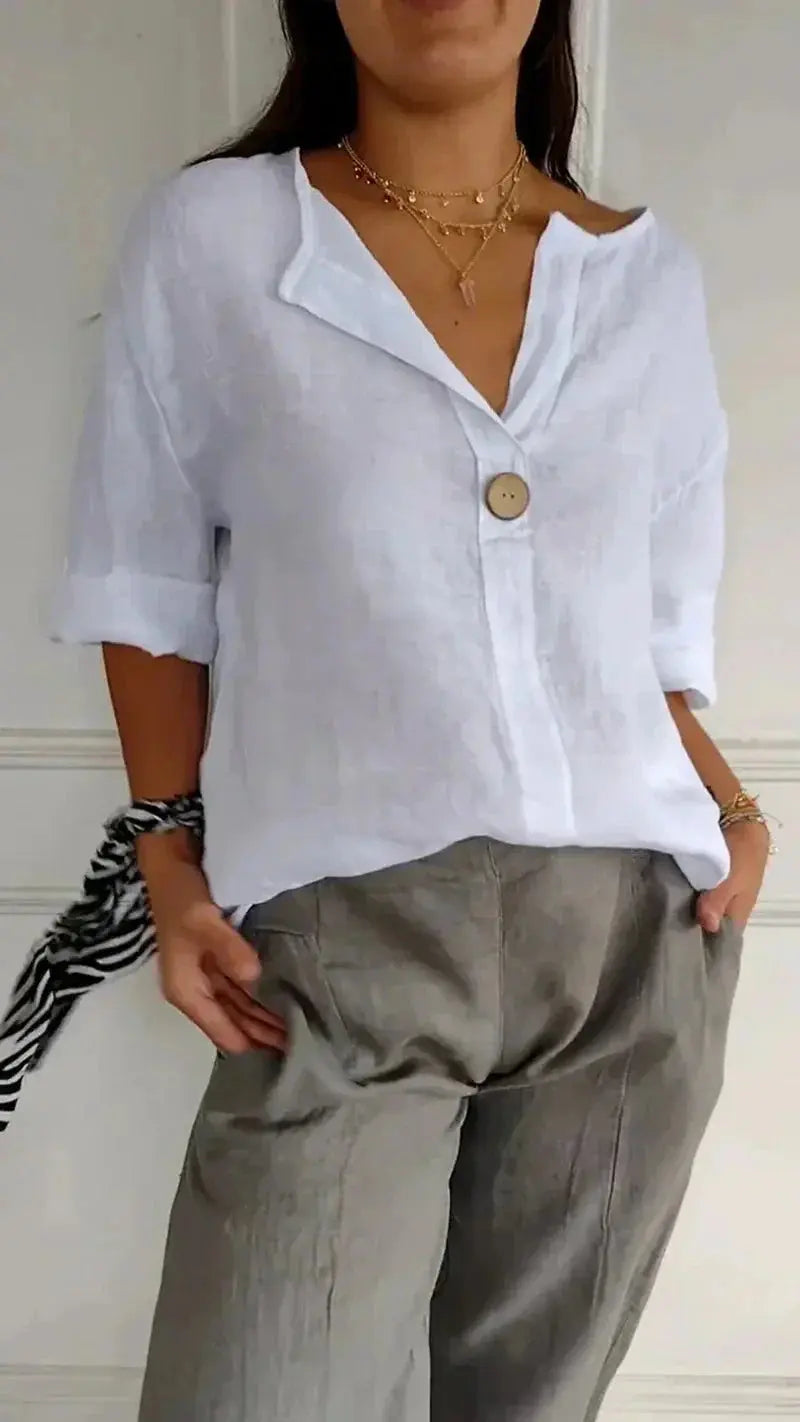 Minimalist Linen Button Blouse Jasmine's Boutique Australia
