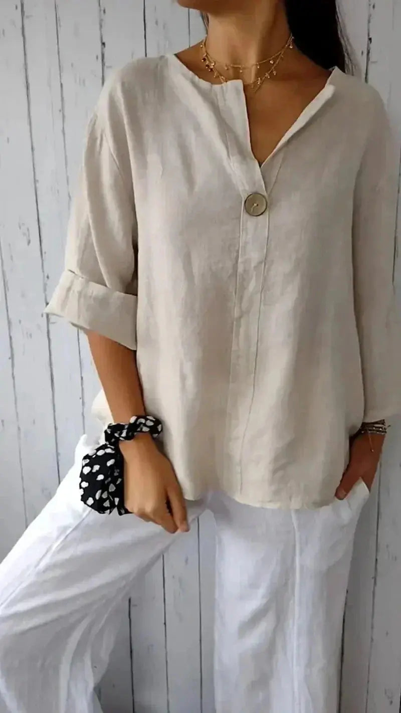 Minimalist Linen Button Blouse Jasmine's Boutique Australia