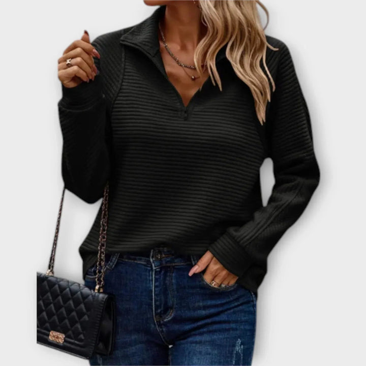 Olivia | Half-Zip Pullover  Liora Lane Boutique  Black / UK 18-20 (3XL) 34.95