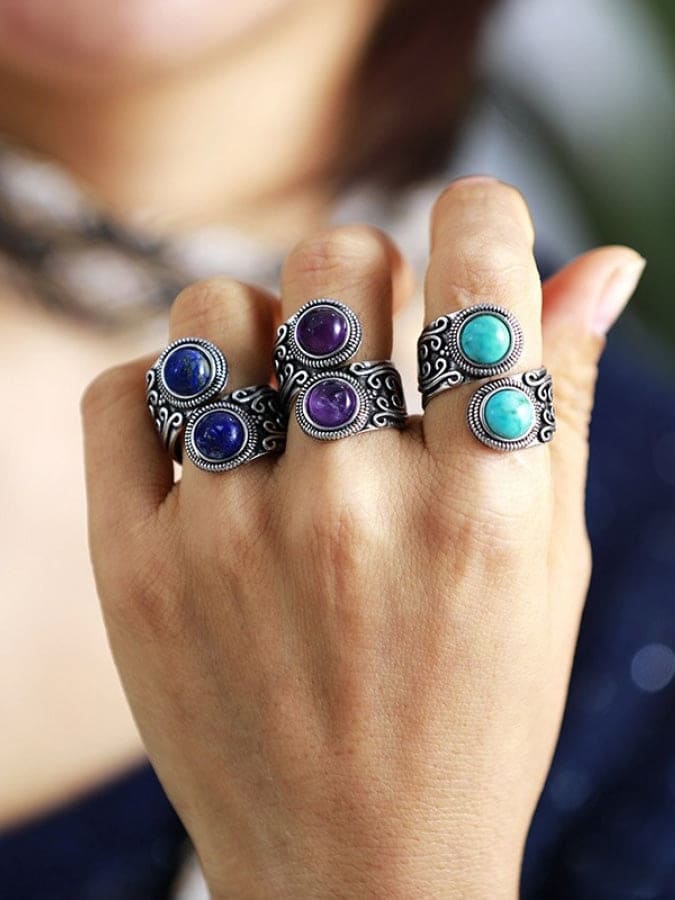 Ring made of natural amethyst silver-plated Jasmine's Boutique Australia