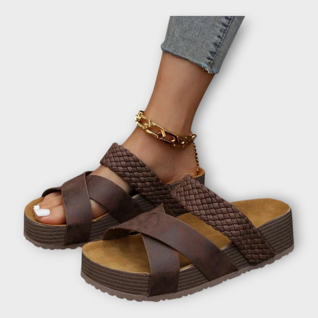 Platforms with Woven Detail and Wide Strap Liora Lane Boutique