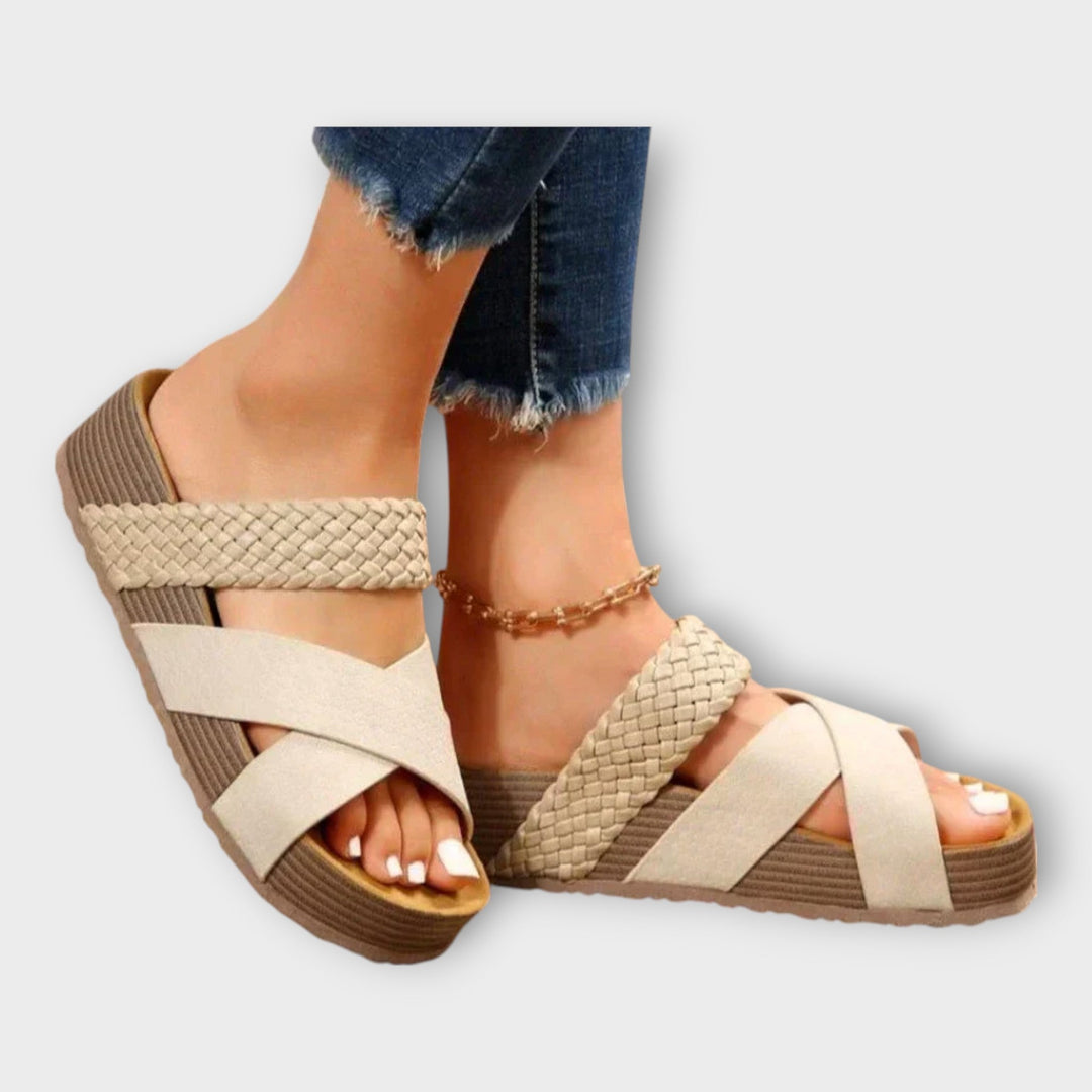 Platforms with Woven Detail and Wide Strap Liora Lane Boutique