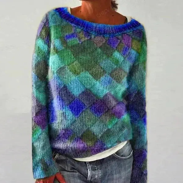 Aurora Patchwork Knit Sweater Jasmine's Boutique Australia