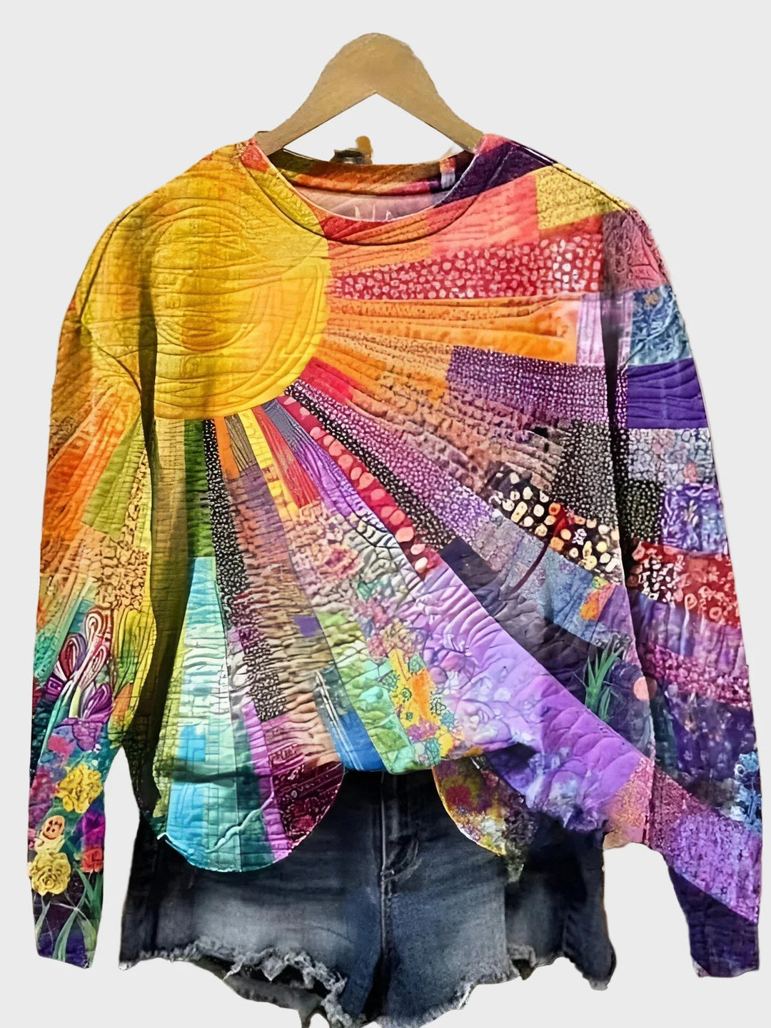 Knitted Sweatshirt with Sunbeam Design Liora Lane Boutique