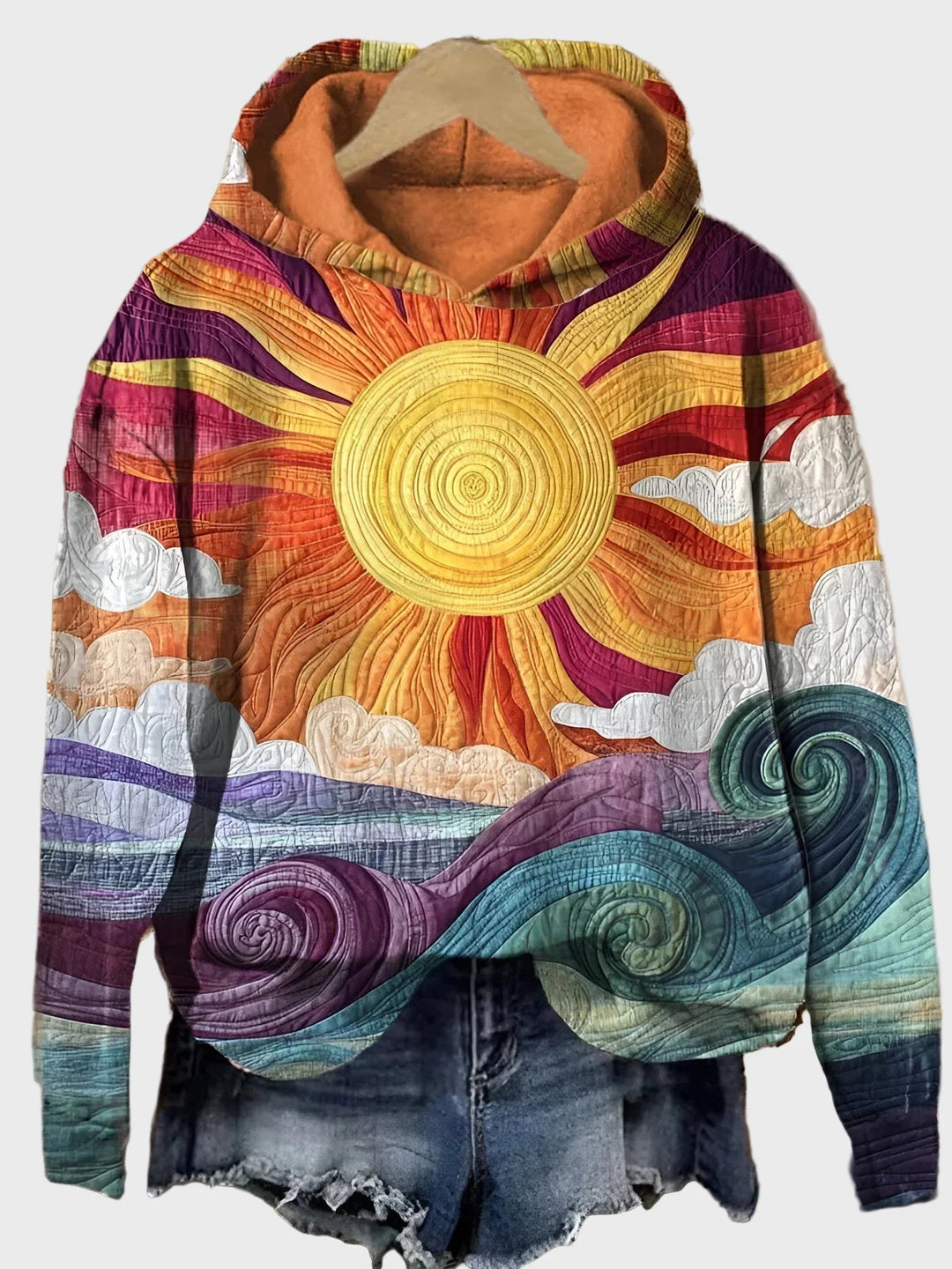 Retro Sweatshirt with Sunray Design Liora Lane Boutique