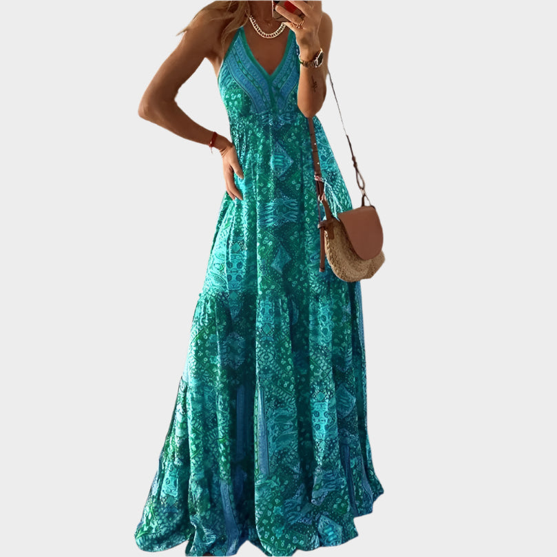 Boho Dress with Thin Straps and V-Neck Jasmine's Boutique Australia