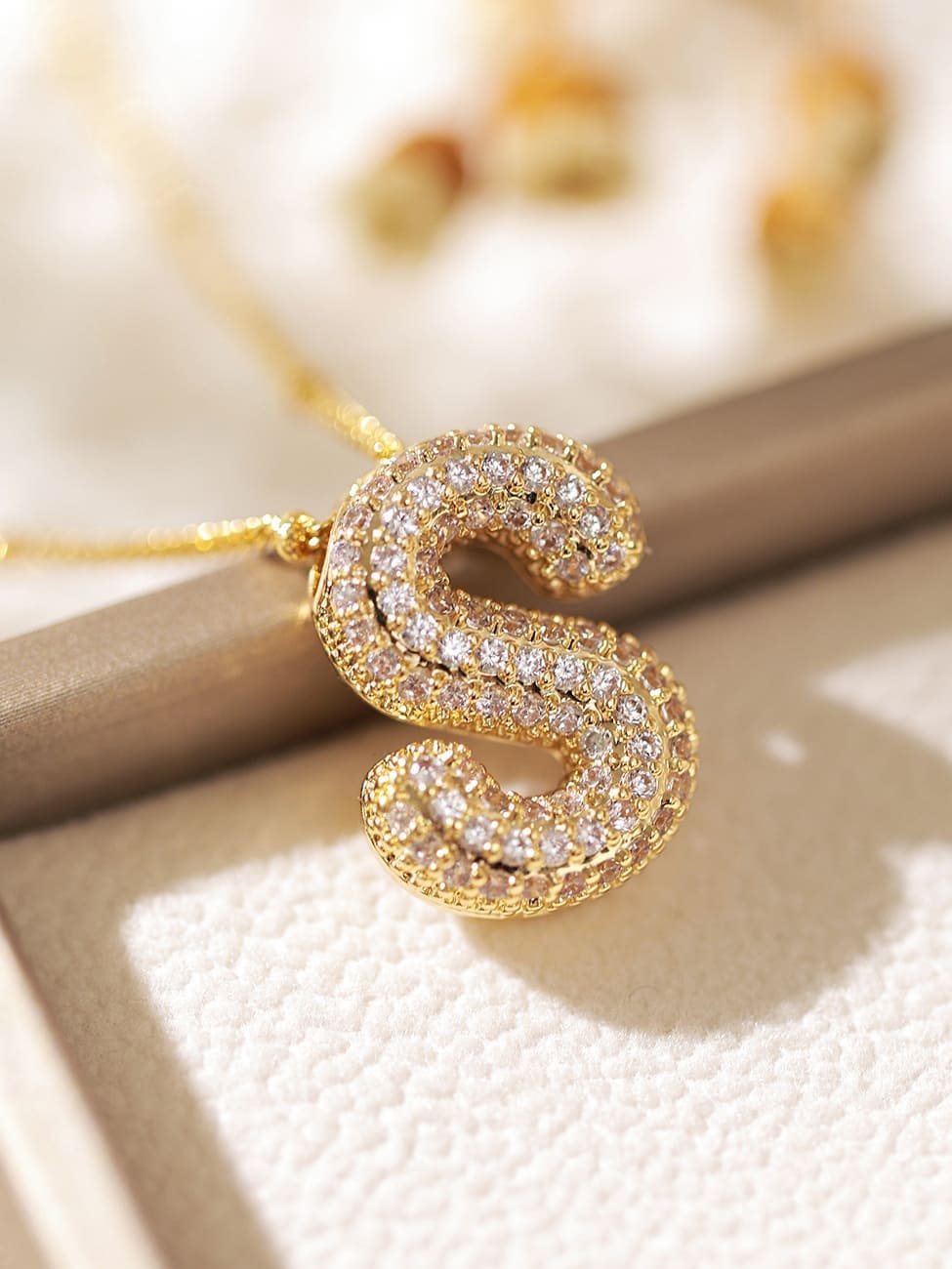 Pavé Bubble Letter Monogram Necklace Jasmine's Boutique Australia