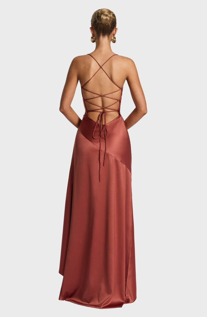 Scarlet Elegance Ruffle Maxi Dress Jasmine's Boutique Australia