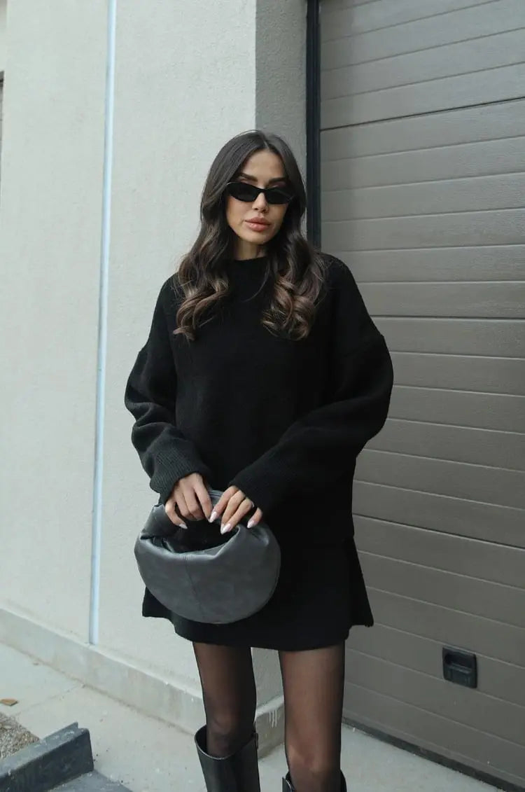 Bordeaux Chic Knit Sweater & Skirt Set Jasmine's Boutique Australia