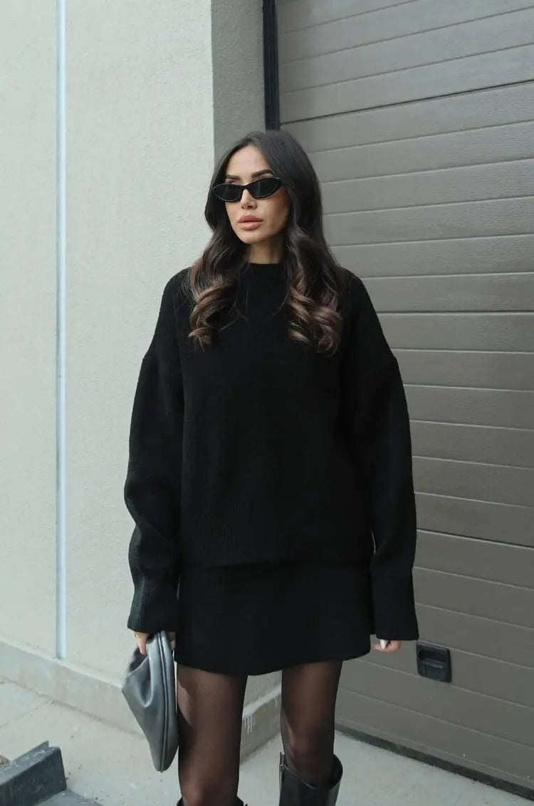 Bordeaux Chic Knit Sweater & Skirt Set Jasmine's Boutique Australia