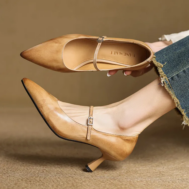 Selene Genuine Leather Pumps  Liora Lane Boutique  Apricot / 9.5 129.99