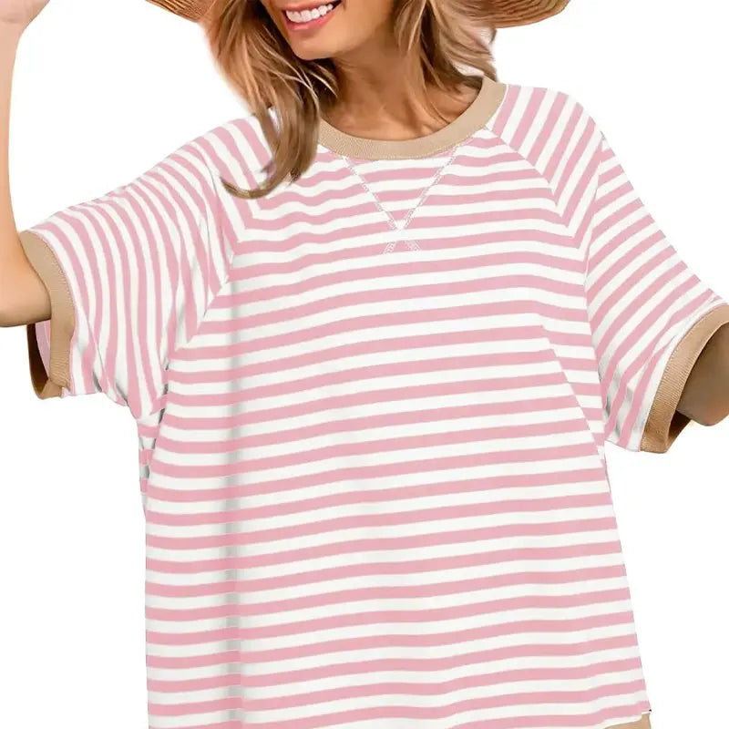 Striped Contrast Trim Tee Jasmine's Boutique Australia