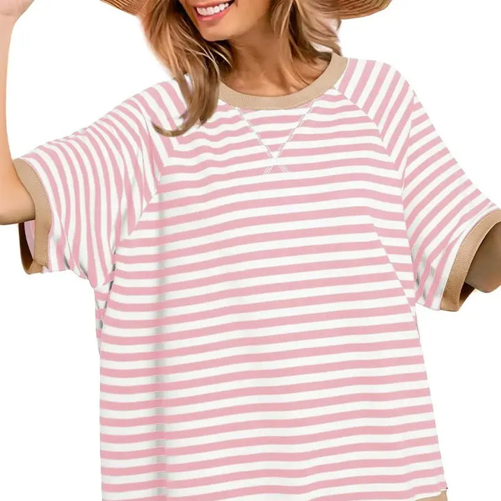 Striped Contrast Trim Tee Jasmine's Boutique Australia