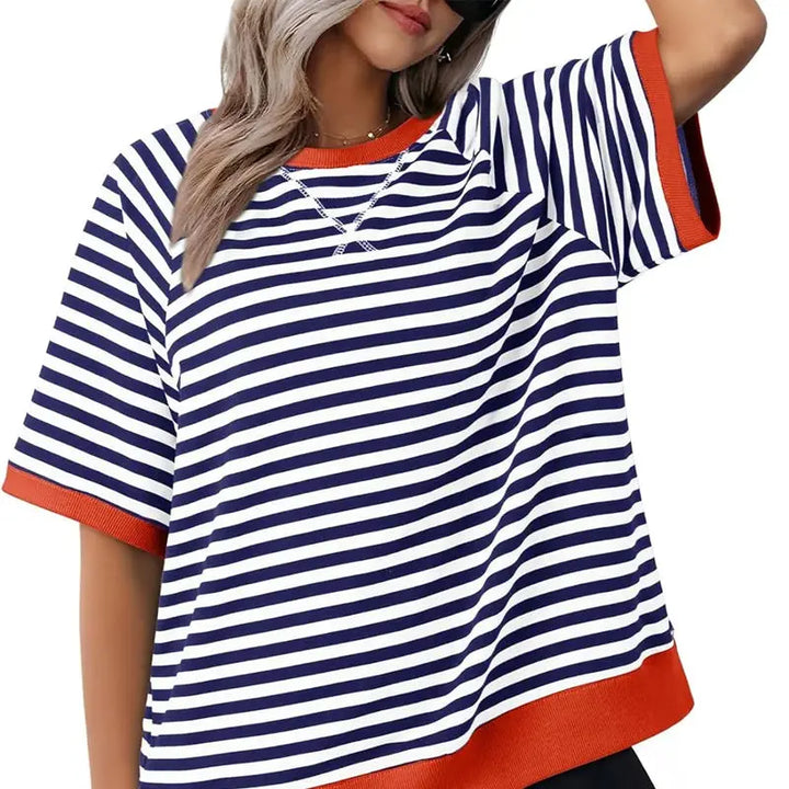 Striped Contrast Trim Tee Jasmine's Boutique Australia