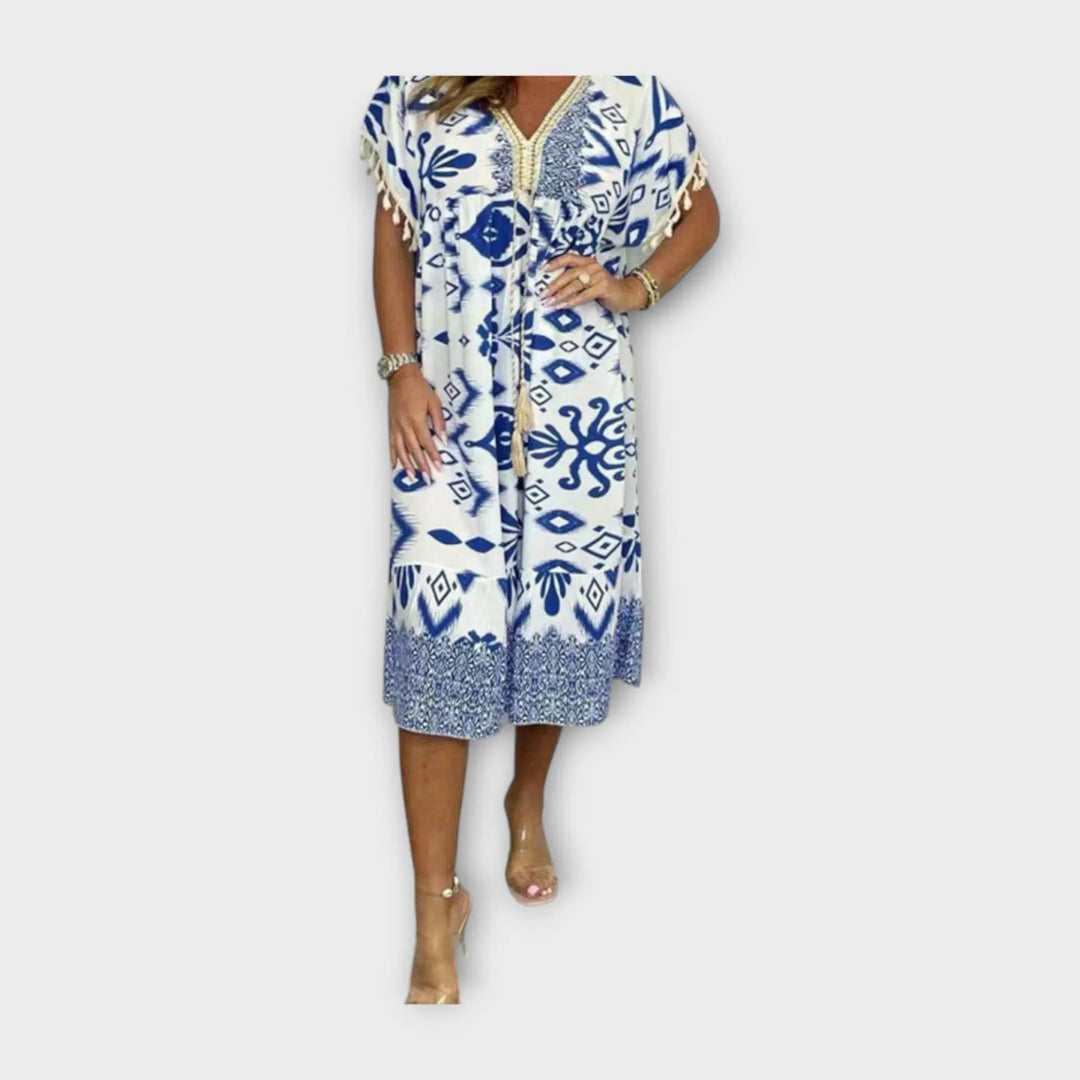 Knee-Length Kaftan with Patterns and Cord Jasmine's Boutique Australia