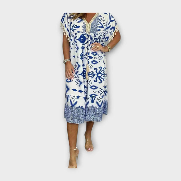 Knee-Length Kaftan with Patterns and Cord Jasmine's Boutique Australia