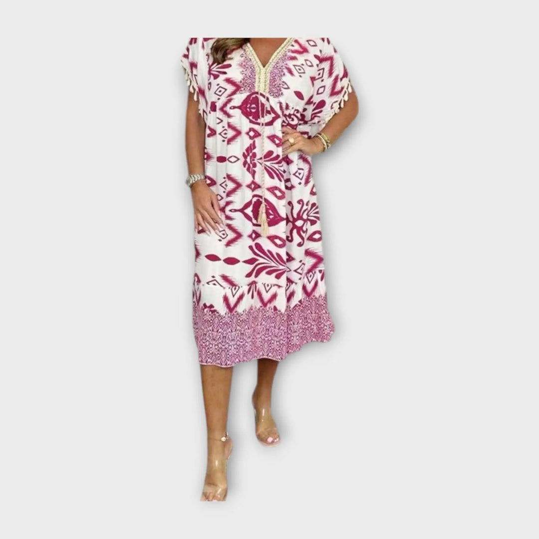 Knee-Length Kaftan with Patterns and Cord Jasmine's Boutique Australia