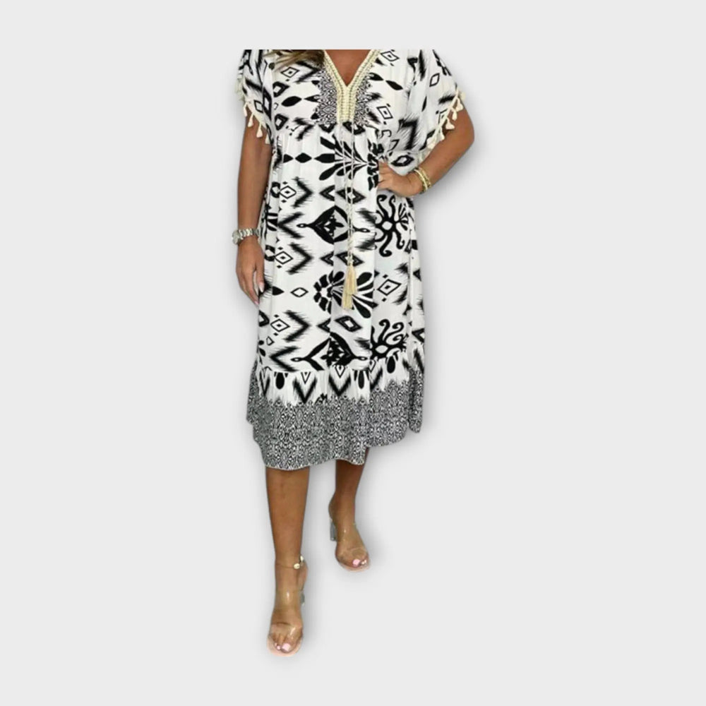 Knee-Length Kaftan with Patterns and Cord Jasmine's Boutique Australia