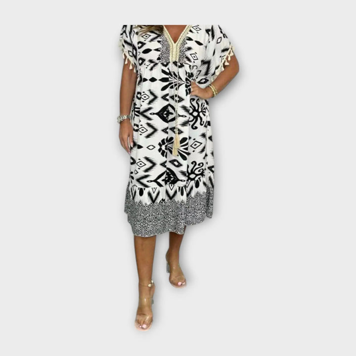 Knee-Length Kaftan with Patterns and Cord Jasmine's Boutique Australia