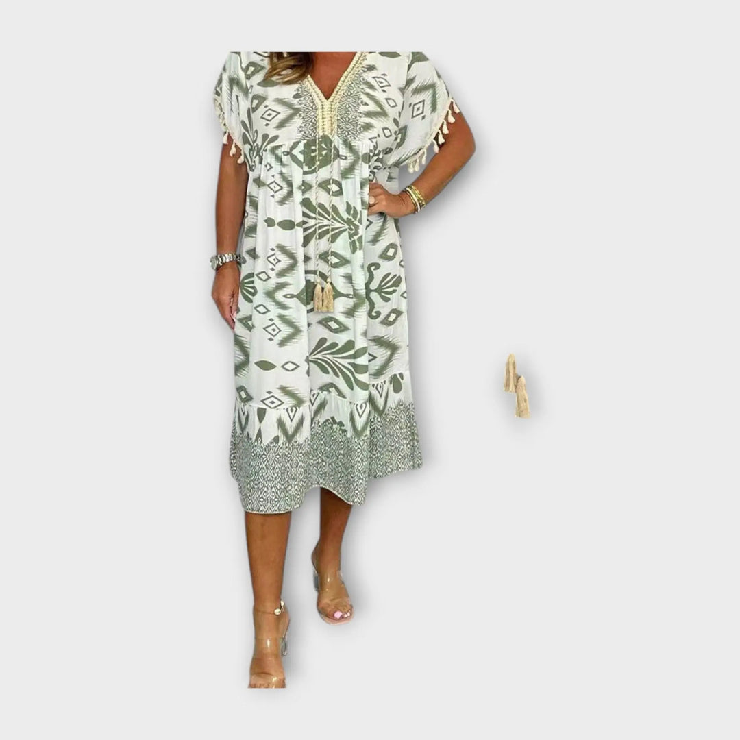 Knee-Length Kaftan with Patterns and Cord Jasmine's Boutique Australia