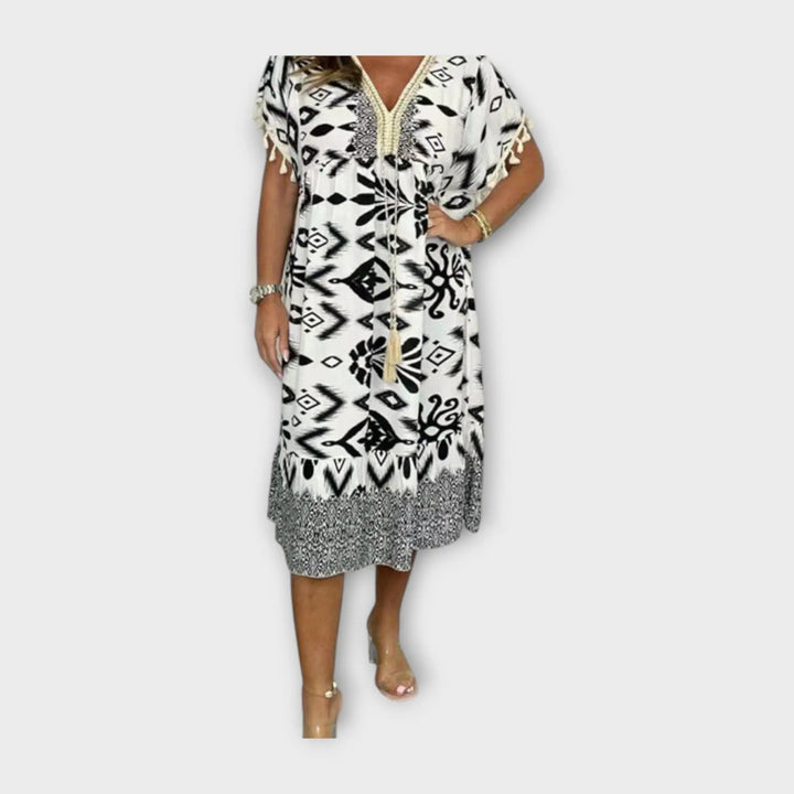Knee-Length Kaftan with Patterns and Cord Jasmine's Boutique Australia