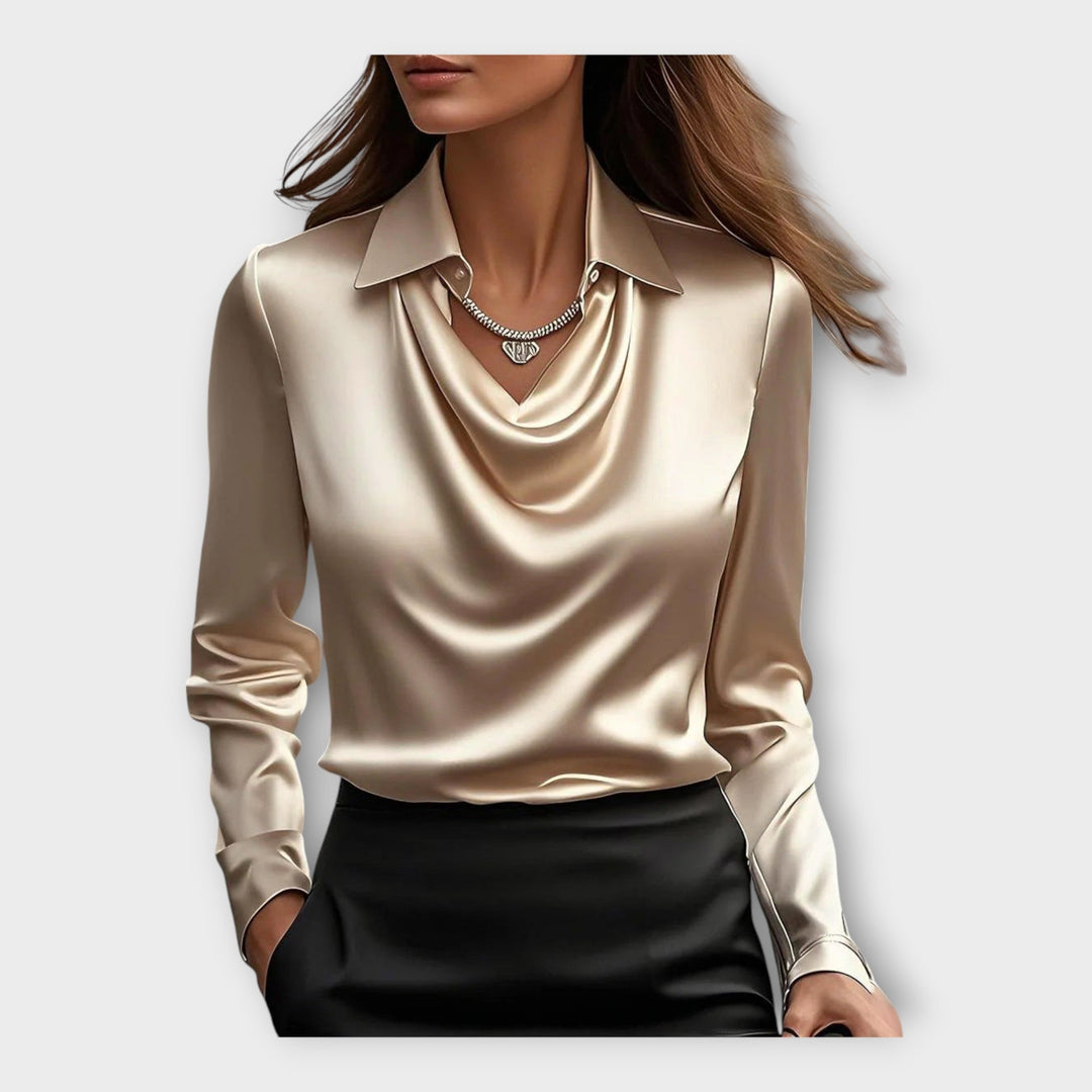 Satin Blouse with Draped Neckline and Collar Jasmine's Boutique Australia