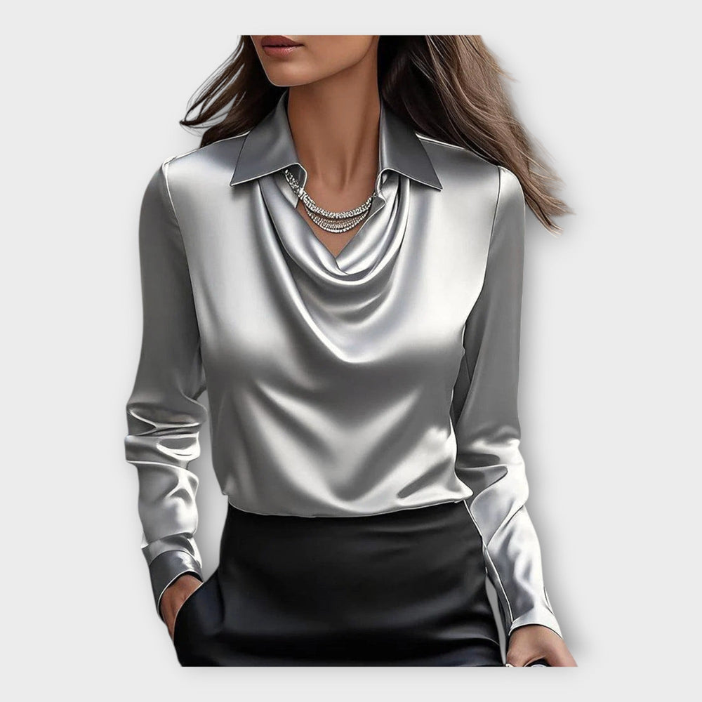 Satin Blouse with Draped Neckline and Collar Jasmine's Boutique Australia