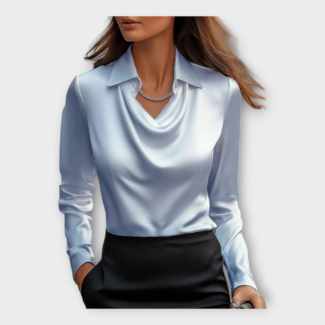 Satin Blouse with Draped Neckline and Collar Jasmine's Boutique Australia