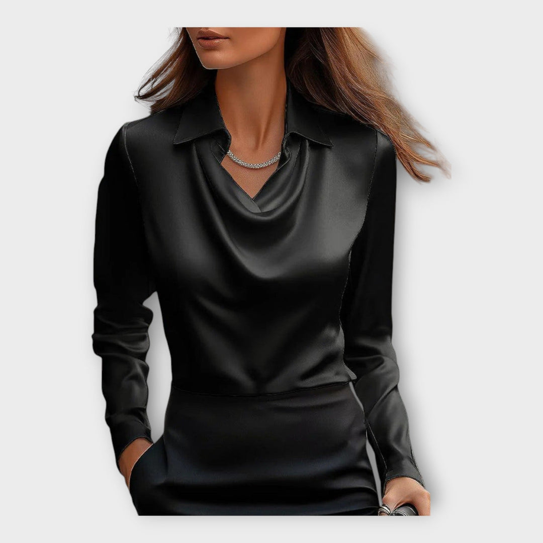 Satin Blouse with Draped Neckline and Collar Jasmine's Boutique Australia