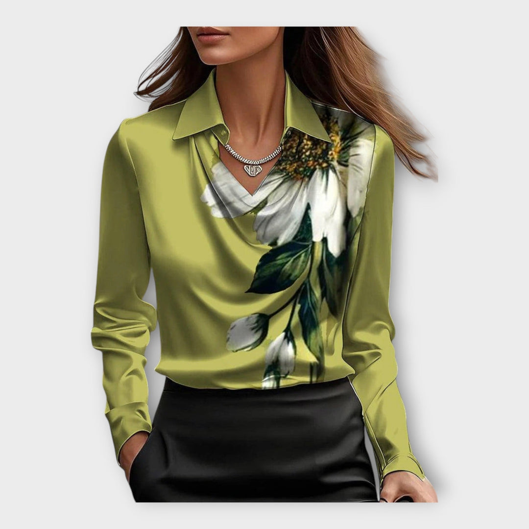 Satin Blouse with Draped Neckline and Collar Jasmine's Boutique Australia