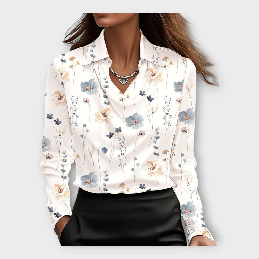 Satin Blouse with Draped Neckline and Collar Jasmine's Boutique Australia