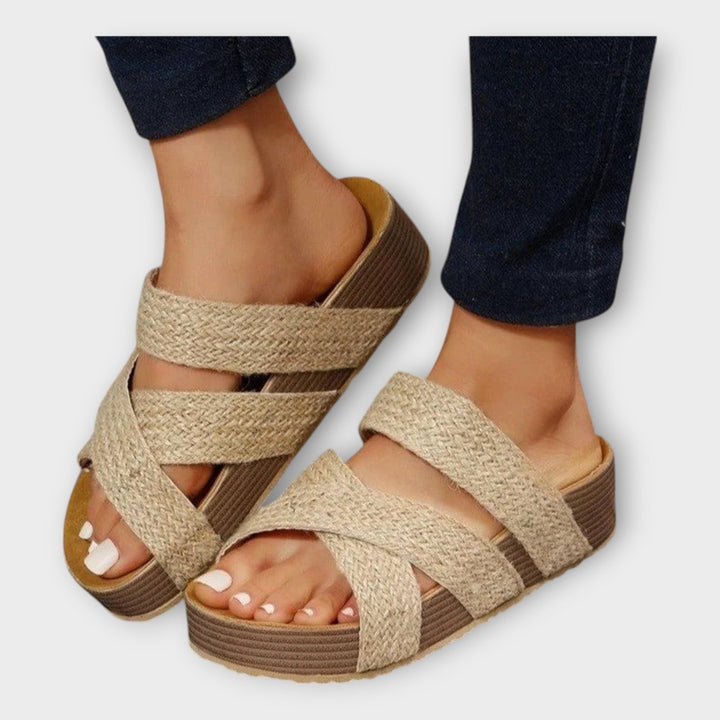Platforms with Woven Detail and Wide Strap Liora Lane Boutique