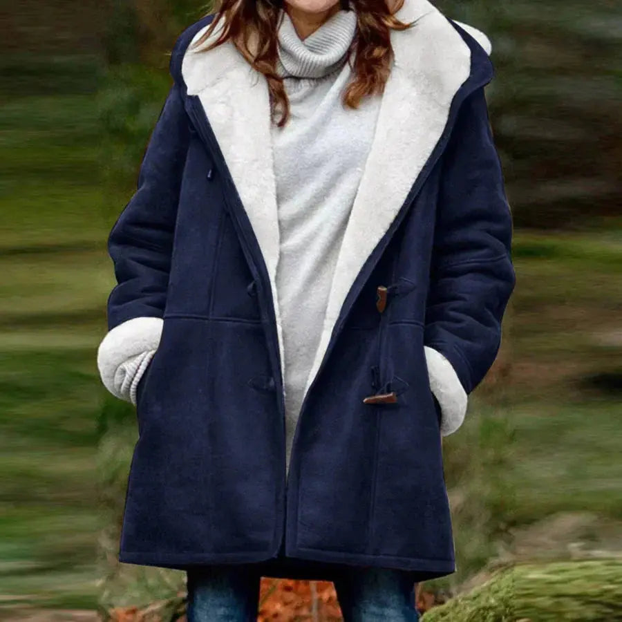Navy Haven Faux Shearling Coat Jasmine's Boutique Australia