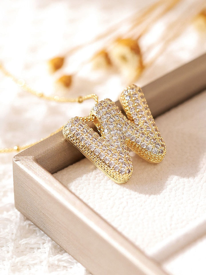 Pavé Bubble Letter Monogram Necklace Jasmine's Boutique Australia