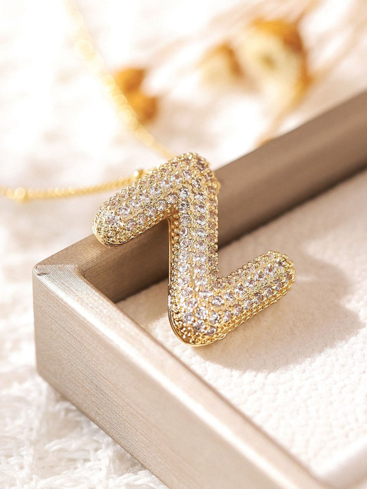 Pavé Bubble Letter Monogram Necklace Jasmine's Boutique Australia